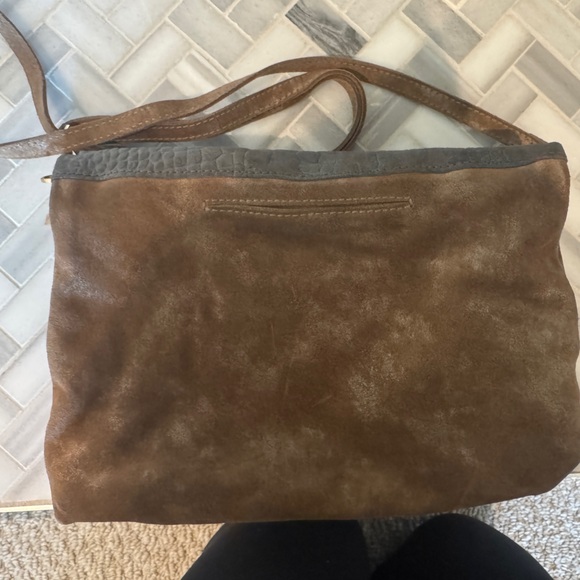 Hammitt Gray Crocodile Textured VIP Bag metallic brown suede and gold Zipper - Picture 5 of 9